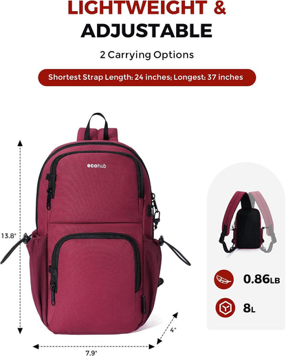 Crossbody Bags for Women Men, Anti-Theft RFID Blocking Sling Backpack Water Resistant Chest Shoulder Daypack, Black