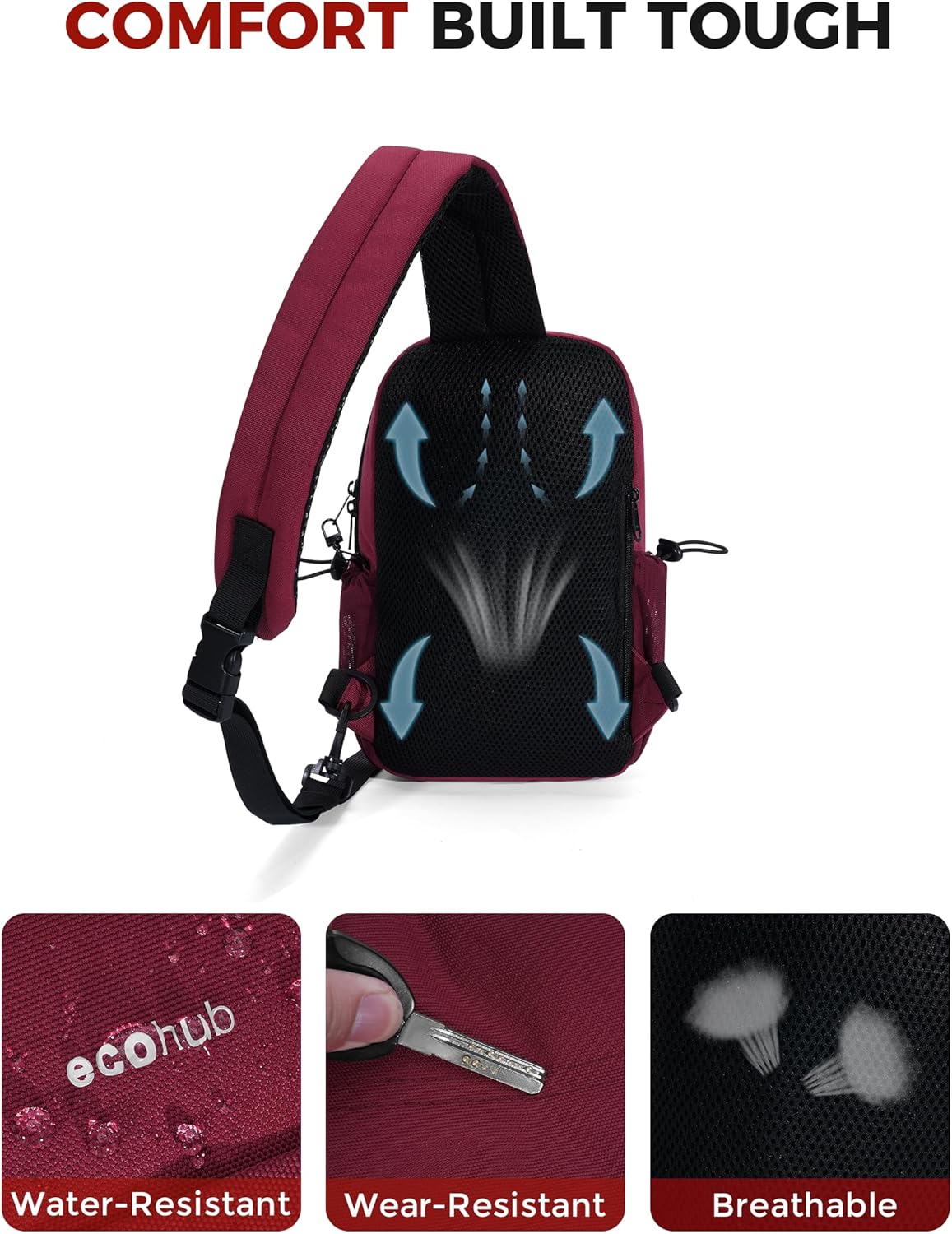 Crossbody Bags for Women Men, Anti-Theft RFID Blocking Sling Backpack Water Resistant Chest Shoulder Daypack, Black
