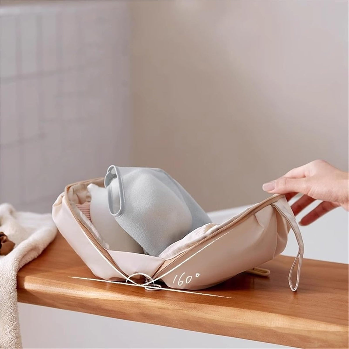 Travel Underwear Organizer Bag Portable Travel Bra Underwear Organizer Bags Multi-function Storage Bag for Intimate Clothes(Beige)