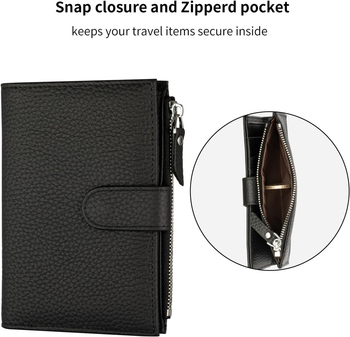 Passport wallet and Card Slot Combo RFID Blocking Leather Travel Passport Wallet for Men and Women with Zippered Coins Pocket Passport holder, Deep Blue