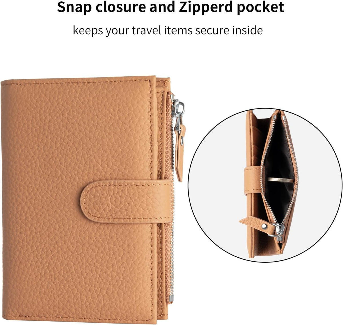 Passport wallet and Card Slot Combo RFID Blocking Leather Travel Passport Wallet for Men and Women with Zippered Coins Pocket Passport holder, Deep Blue