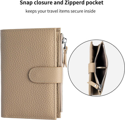 Passport wallet and Card Slot Combo RFID Blocking Leather Travel Passport Wallet for Men and Women with Zippered Coins Pocket Passport holder, Deep Blue