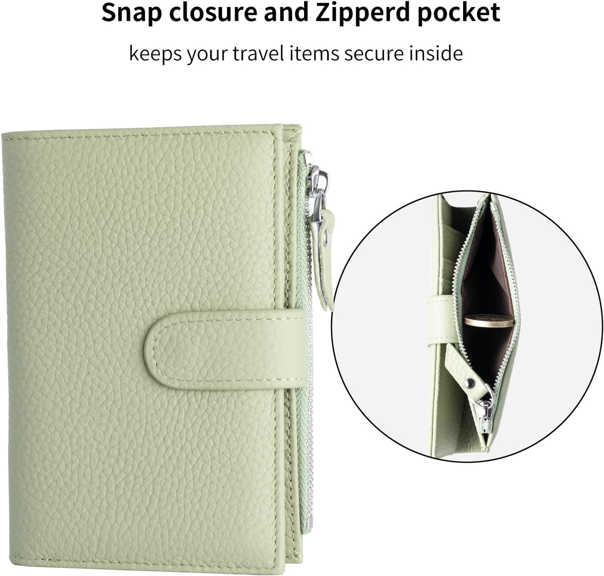 Passport wallet and Card Slot Combo RFID Blocking Leather Travel Passport Wallet for Men and Women with Zippered Coins Pocket Passport holder, Deep Blue