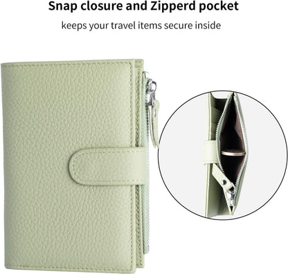 Passport wallet and Card Slot Combo RFID Blocking Leather Travel Passport Wallet for Men and Women with Zippered Coins Pocket Passport holder, Deep Blue