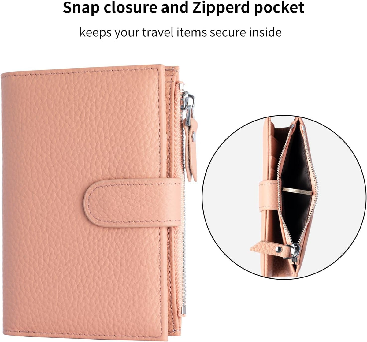Passport wallet and Card Slot Combo RFID Blocking Leather Travel Passport Wallet for Men and Women with Zippered Coins Pocket Passport holder, Deep Blue