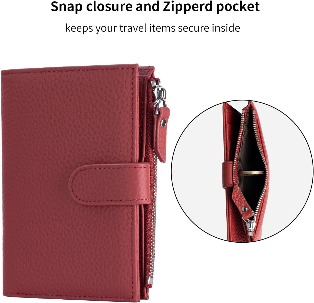 Passport wallet and Card Slot Combo RFID Blocking Leather Travel Passport Wallet for Men and Women with Zippered Coins Pocket Passport holder, Deep Blue