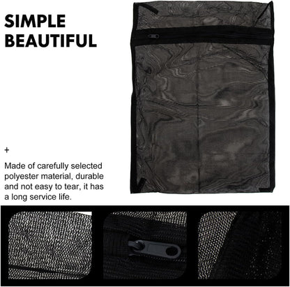 8pcs Black Laundry Mesh Bags for Travel Use, Breathable Polyester Wash Bags with Zipper, Protects Clothing from Snagging, for Gloves and Underwear Organization