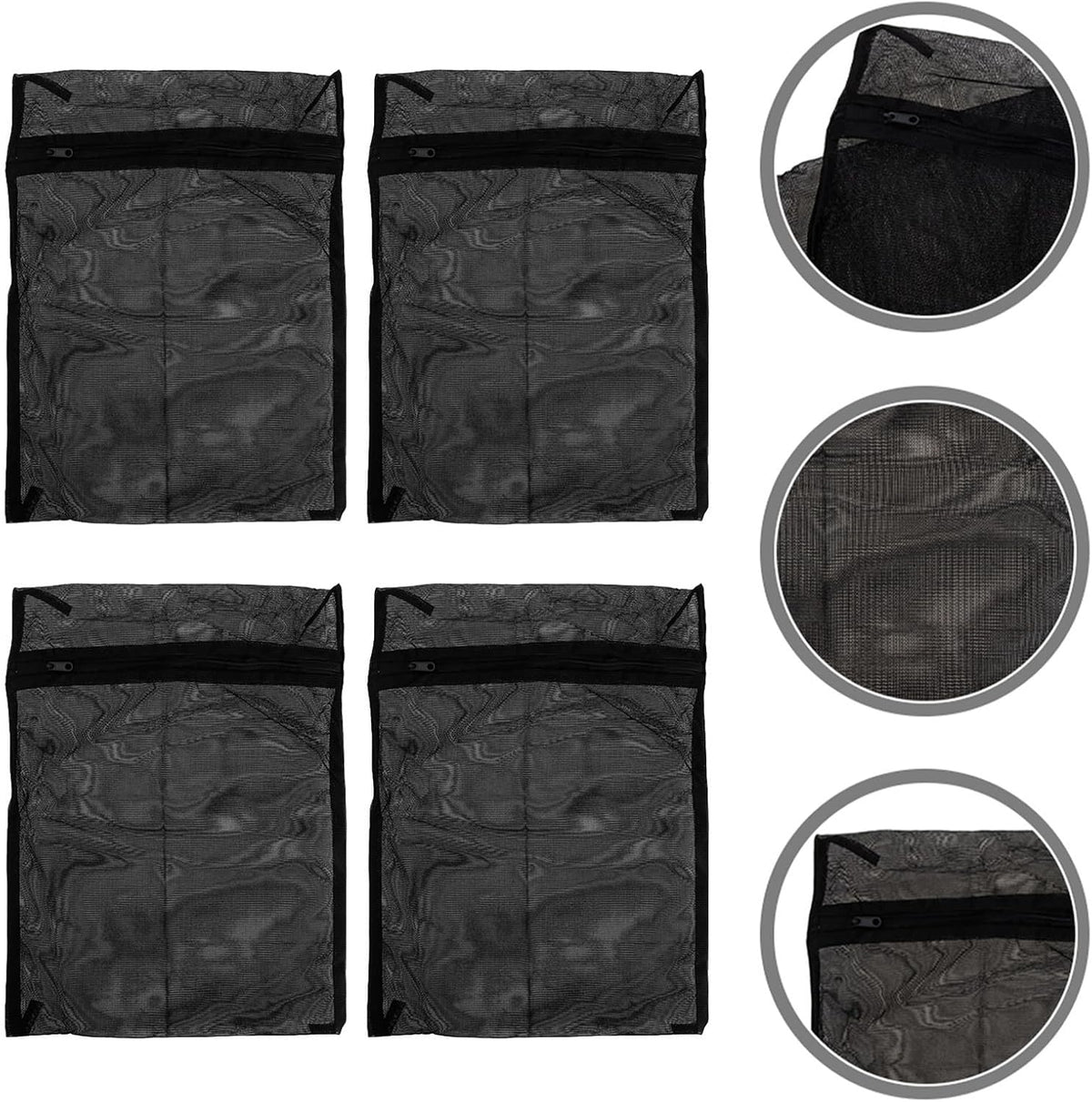 8pcs Black Laundry Mesh Bags for Travel Use, Breathable Polyester Wash Bags with Zipper, Protects Clothing from Snagging, for Gloves and Underwear Organization