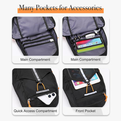 Sling Bag RFID Crossbody Sling Backpack for Women Men, Anti Theft Travel Hiking Daypack with Front Mesh Pocket One Shoulder Chest Bag, Black