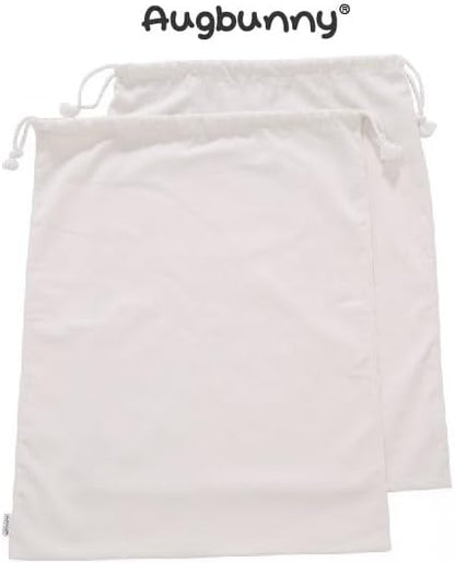 100% Cotton Canvas Travel Laundry Bag, 2-Pack