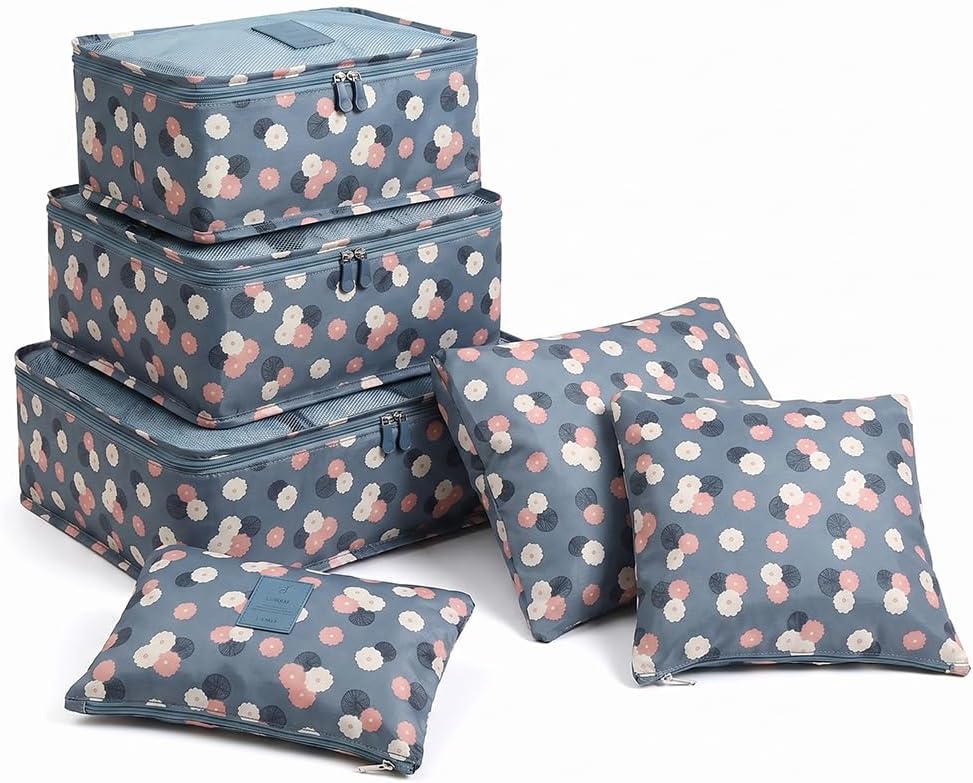 6-Piece Travel Accessory Organizer Set with Shoe Compartment, Multifunctional Storage Bags for Clothing and Toiletries, Foldable Packing Cubes for Business Trips