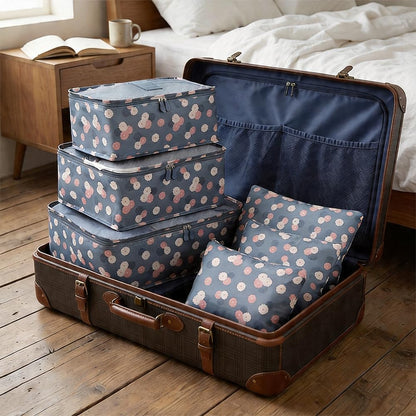 6-Piece Travel Accessory Organizer Set with Shoe Compartment, Multifunctional Storage Bags for Clothing and Toiletries, Foldable Packing Cubes for Business Trips