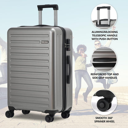 20 Inch Carry On Luggage with Front Pocket, 21.65 * 15.35 * 7.87" Suitable for Airplane Overhead Bin, 34L Lightweight PC+ABS Hardshell with YKK Zipper, TSA Lock Approved, Dark Green