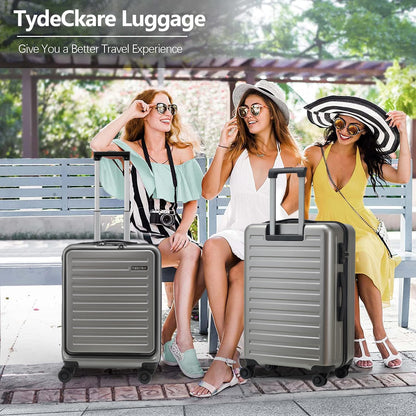 20 Inch Carry On Luggage with Front Pocket, 21.65 * 15.35 * 7.87" Suitable for Airplane Overhead Bin, 34L Lightweight PC+ABS Hardshell with YKK Zipper, TSA Lock Approved, Dark Green
