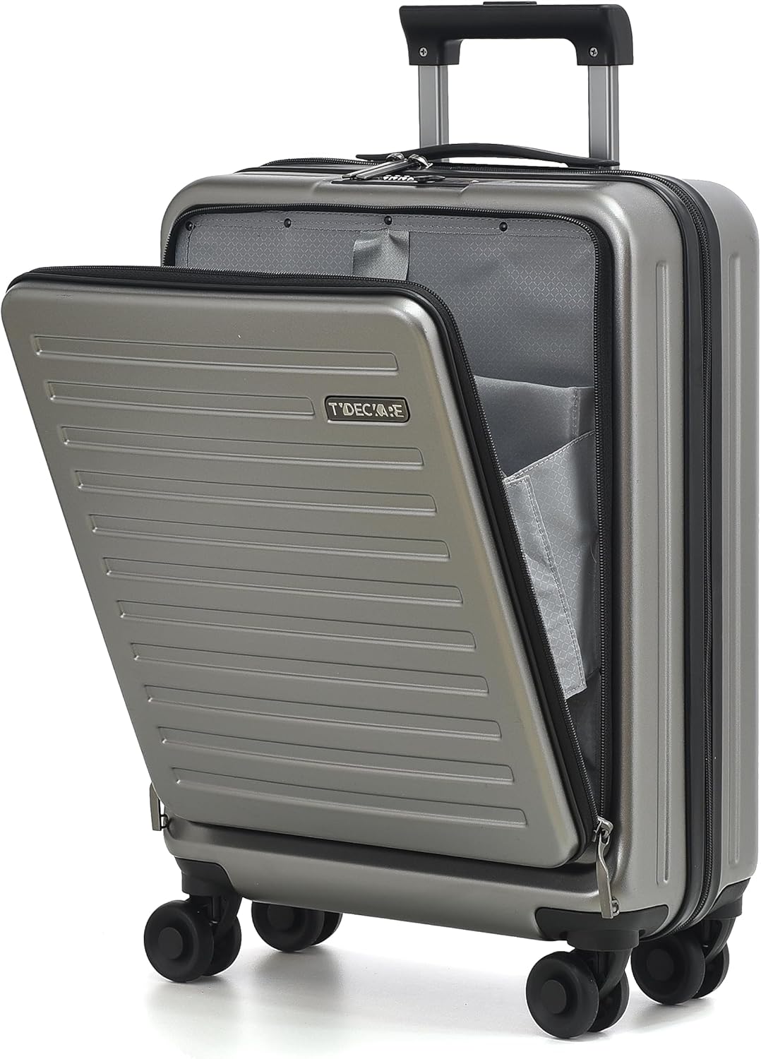 20 Inch Carry On Luggage with Front Pocket, 21.65 * 15.35 * 7.87" Suitable for Airplane Overhead Bin, 34L Lightweight PC+ABS Hardshell with YKK Zipper, TSA Lock Approved, Dark Green