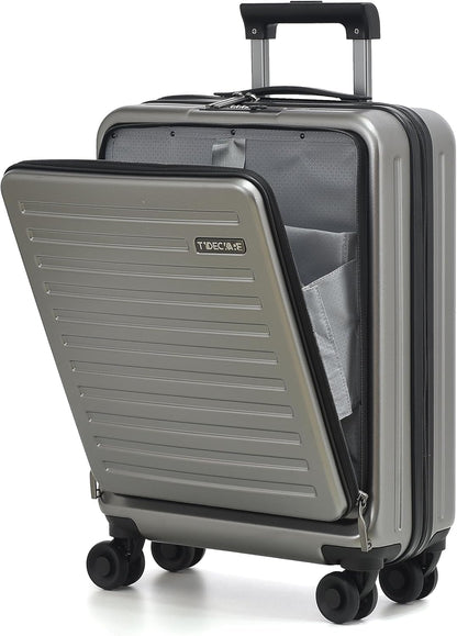 20 Inch Carry On Luggage with Front Pocket, 21.65 * 15.35 * 7.87" Suitable for Airplane Overhead Bin, 34L Lightweight PC+ABS Hardshell with YKK Zipper, TSA Lock Approved, Dark Green
