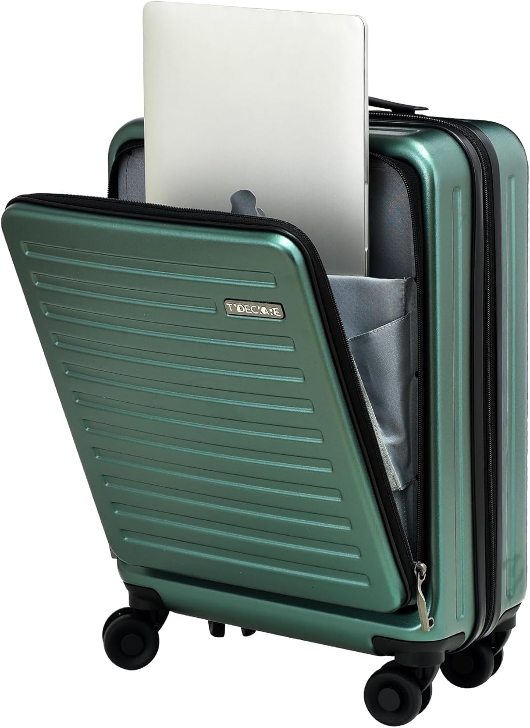20 Inch Carry On Luggage with Front Pocket, 21.65 * 15.35 * 7.87" Suitable for Airplane Overhead Bin, 34L Lightweight PC+ABS Hardshell with YKK Zipper, TSA Lock Approved, Dark Green