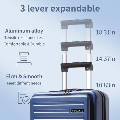 20 Inch Carry On Luggage with Front Pocket, 21.65 * 15.35 * 7.87" Suitable for Airplane Overhead Bin, 34L Lightweight PC+ABS Hardshell with YKK Zipper, TSA Lock Approved, Dark Green