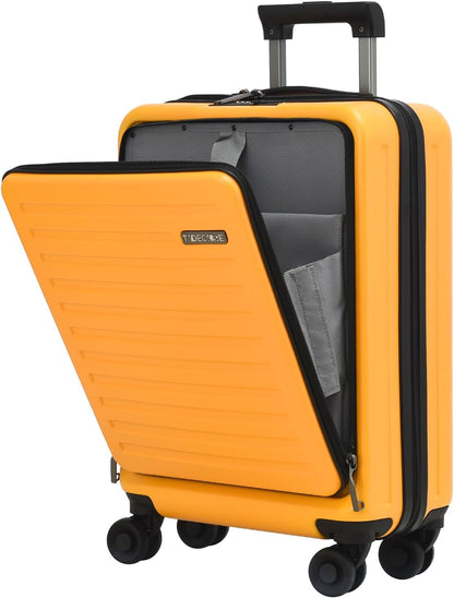 20 Inch Carry On Luggage with Front Pocket, 21.65 * 15.35 * 7.87" Suitable for Airplane Overhead Bin, 34L Lightweight PC+ABS Hardshell with YKK Zipper, TSA Lock Approved, Dark Green