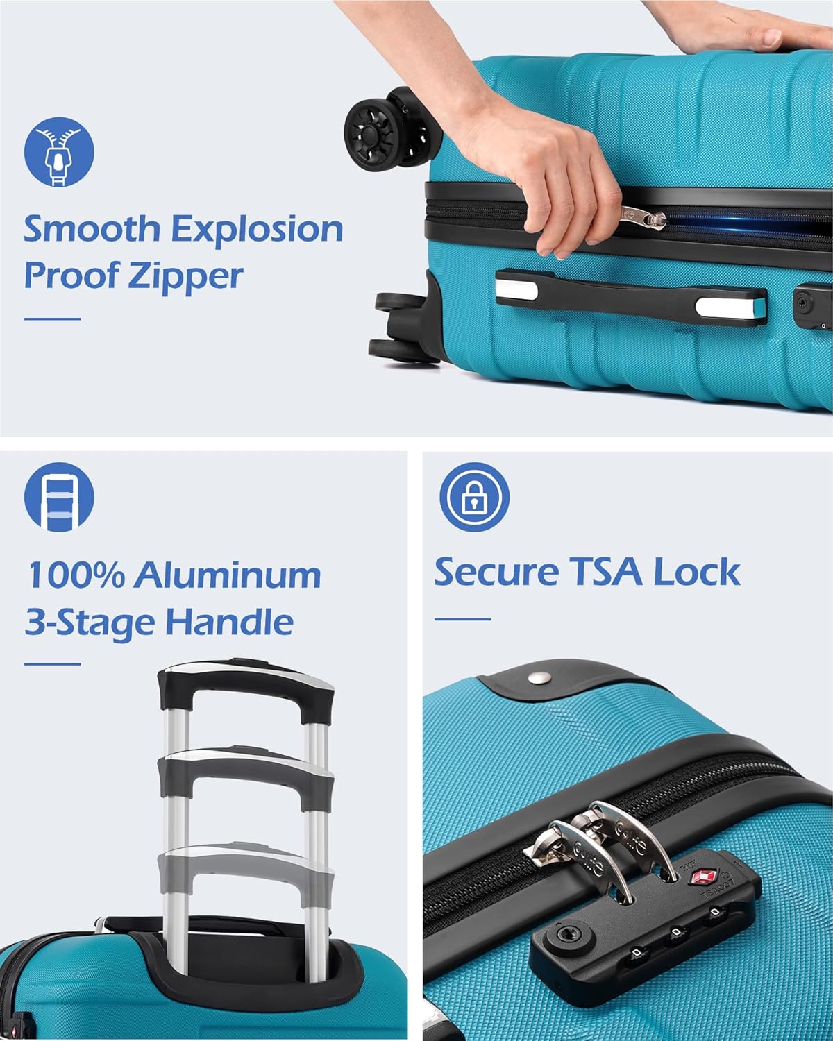 Hardside Carry-On Luggage with TSA Lock, Spinner Wheels, Telescopic Handle, Lightweight Suitcase (Champagne, S(20in_carry on))
