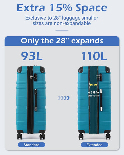 Hardside Carry-On Luggage with TSA Lock, Spinner Wheels, Telescopic Handle, Lightweight Suitcase (Champagne, S(20in_carry on))