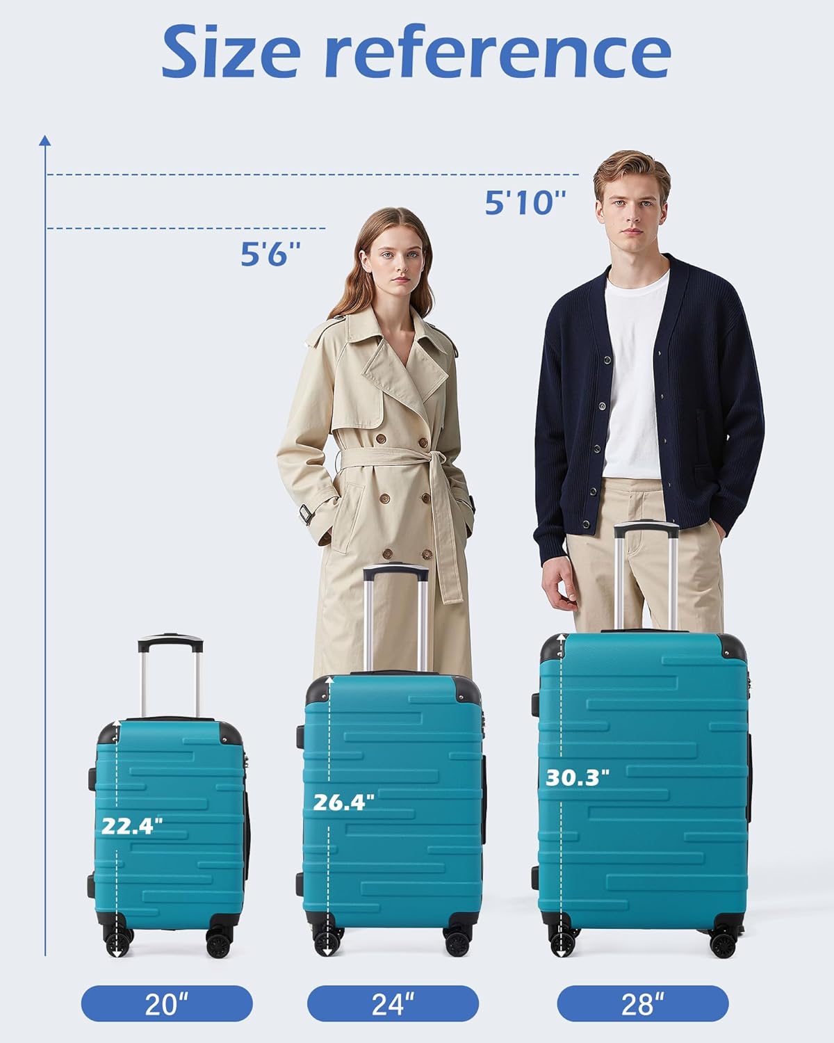 Hardside Carry-On Luggage with TSA Lock, Spinner Wheels, Telescopic Handle, Lightweight Suitcase (Champagne, S(20in_carry on))