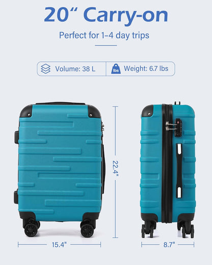 Hardside Carry-On Luggage with TSA Lock, Spinner Wheels, Telescopic Handle, Lightweight Suitcase (Champagne, S(20in_carry on))