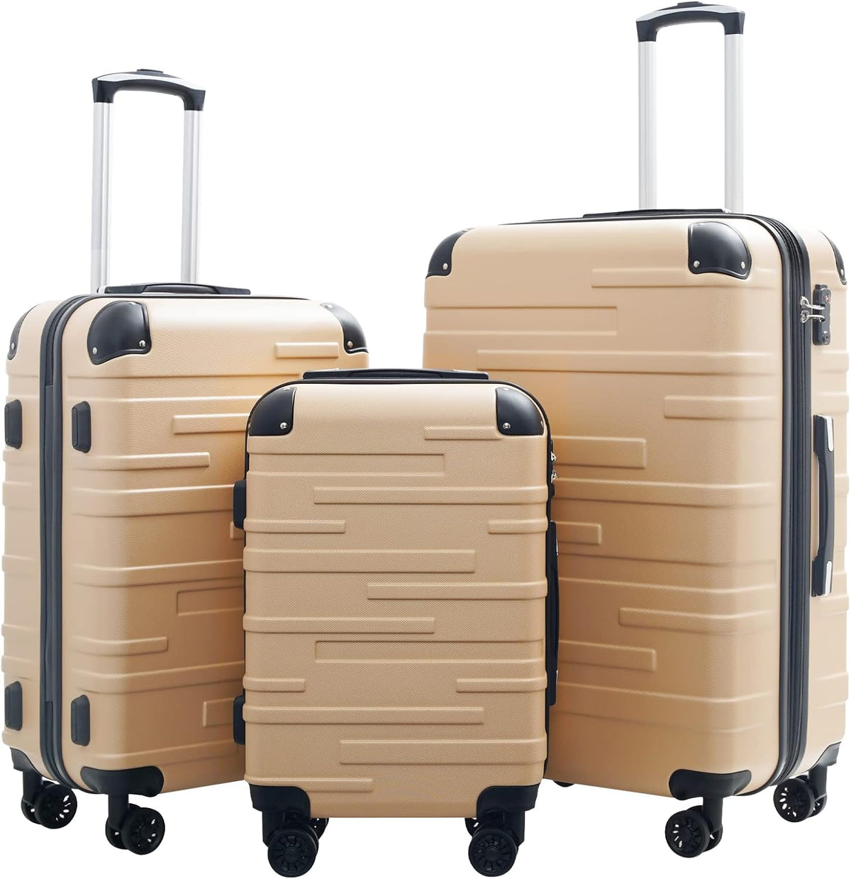 Hardside Carry-On Luggage with TSA Lock, Spinner Wheels, Telescopic Handle, Lightweight Suitcase (Champagne, S(20in_carry on))