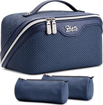Travel Makeup Bags for Women: Vintage Roman Column Texture | Each Journey, Quiet Luxury Serenity - 3 Pcs Set Large Capacity Cosmetic Bag Organizer Toiletry Purse(Green)