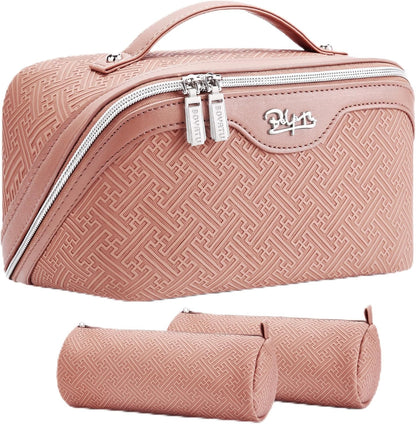 Travel Makeup Bags for Women: Vintage Roman Column Texture | Each Journey, Quiet Luxury Serenity - 3 Pcs Set Large Capacity Cosmetic Bag Organizer Toiletry Purse(Green)