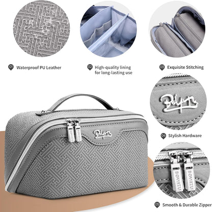 Travel Makeup Bags for Women: Vintage Roman Column Texture | Each Journey, Quiet Luxury Serenity - 3 Pcs Set Large Capacity Cosmetic Bag Organizer Toiletry Purse(Green)