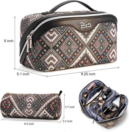 Travel Makeup Bags for Women: Vintage Roman Column Texture | Each Journey, Quiet Luxury Serenity - 3 Pcs Set Large Capacity Cosmetic Bag Organizer Toiletry Purse(Green)