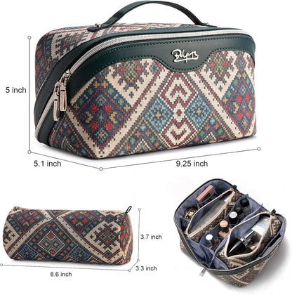 Travel Makeup Bags for Women: Vintage Roman Column Texture | Each Journey, Quiet Luxury Serenity - 3 Pcs Set Large Capacity Cosmetic Bag Organizer Toiletry Purse(Green)