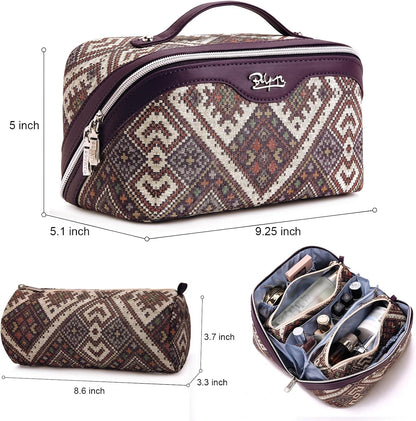 Travel Makeup Bags for Women: Vintage Roman Column Texture | Each Journey, Quiet Luxury Serenity - 3 Pcs Set Large Capacity Cosmetic Bag Organizer Toiletry Purse(Green)