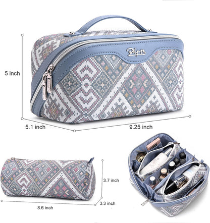 Travel Makeup Bags for Women: Vintage Roman Column Texture | Each Journey, Quiet Luxury Serenity - 3 Pcs Set Large Capacity Cosmetic Bag Organizer Toiletry Purse(Green)