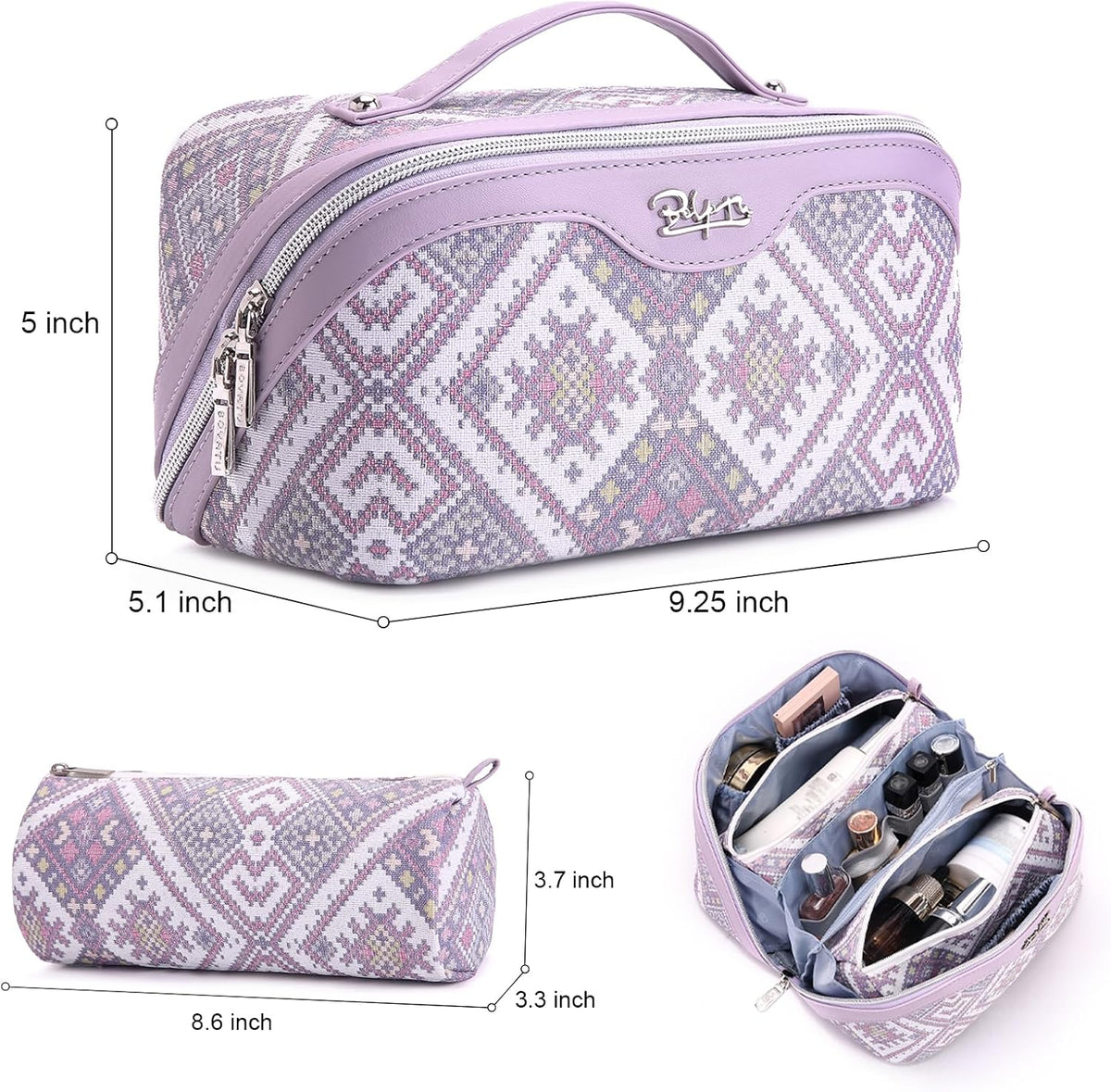 Travel Makeup Bags for Women: Vintage Roman Column Texture | Each Journey, Quiet Luxury Serenity - 3 Pcs Set Large Capacity Cosmetic Bag Organizer Toiletry Purse(Green)