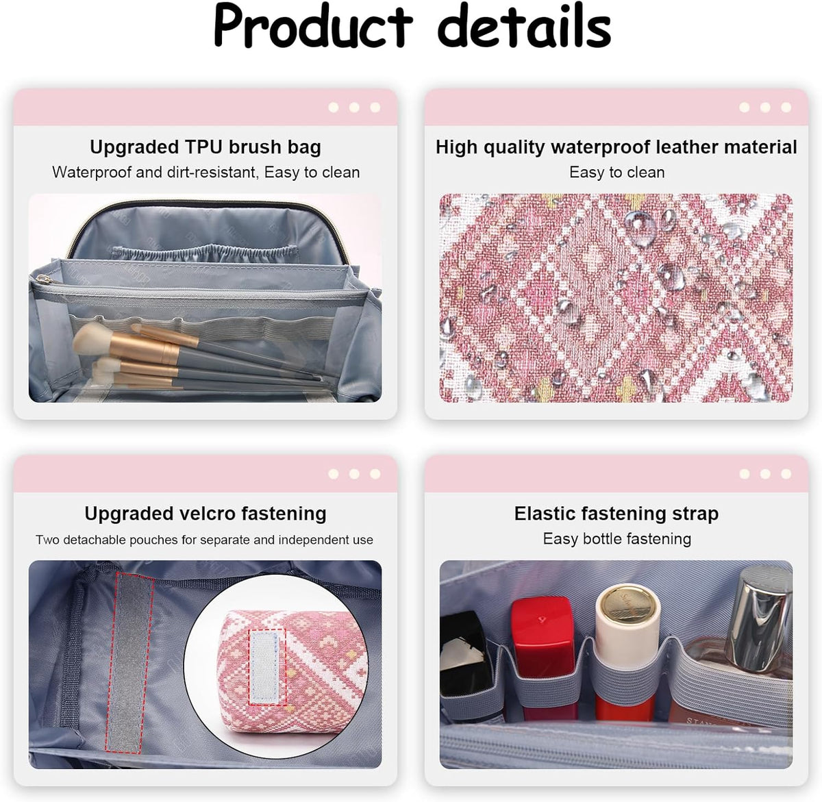 Travel Makeup Bags for Women: Vintage Roman Column Texture | Each Journey, Quiet Luxury Serenity - 3 Pcs Set Large Capacity Cosmetic Bag Organizer Toiletry Purse(Green)