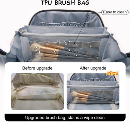 Travel Makeup Bags for Women: Vintage Roman Column Texture | Each Journey, Quiet Luxury Serenity - 3 Pcs Set Large Capacity Cosmetic Bag Organizer Toiletry Purse(Green)