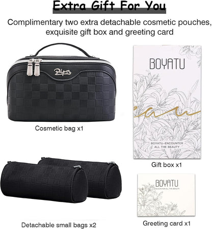 Travel Makeup Bags for Women: Vintage Roman Column Texture | Each Journey, Quiet Luxury Serenity - 3 Pcs Set Large Capacity Cosmetic Bag Organizer Toiletry Purse(Green)
