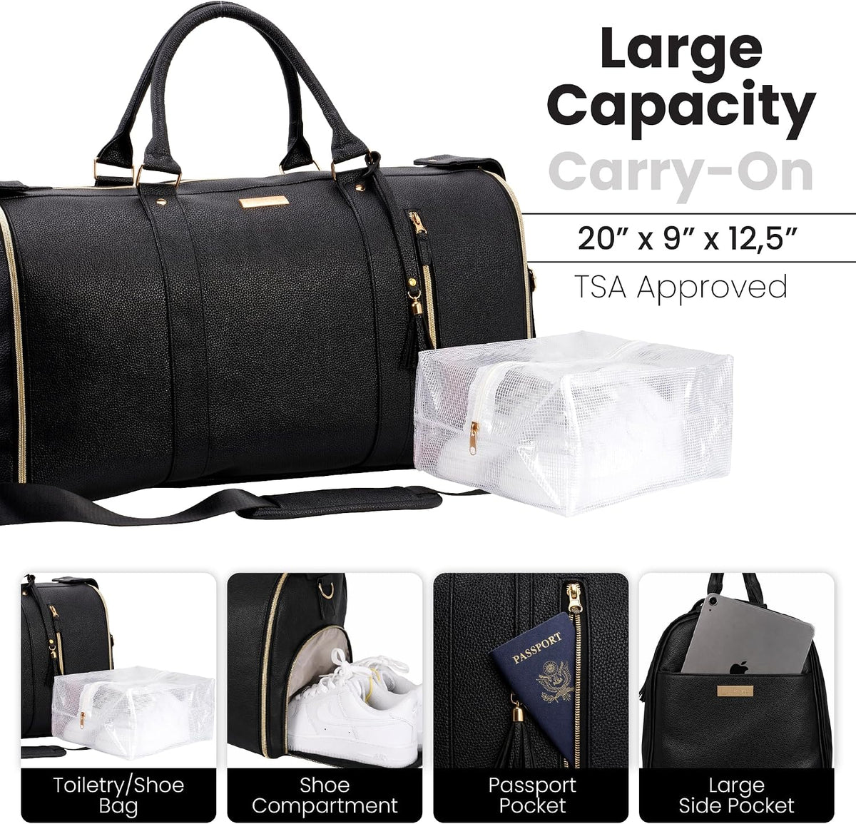 Travel Convertible Carry On Garment Bag 2.0 with Shoe Pouch & Detachable Shoulder Strap - Improved Zipper and reinforced straps - Rose