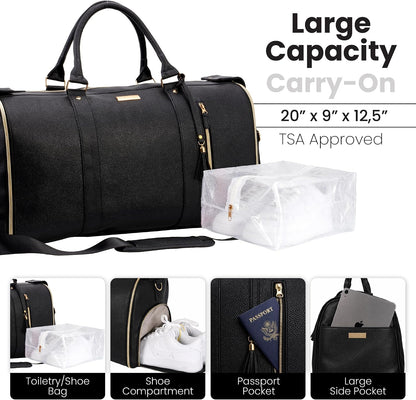 Travel Convertible Carry On Garment Bag 2.0 with Shoe Pouch & Detachable Shoulder Strap - Improved Zipper and reinforced straps - Rose