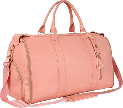Travel Convertible Carry On Garment Bag 2.0 with Shoe Pouch & Detachable Shoulder Strap - Improved Zipper and reinforced straps - Rose