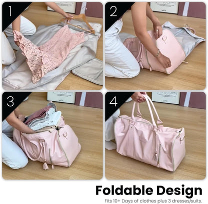 Travel Convertible Carry On Garment Bag 2.0 with Shoe Pouch & Detachable Shoulder Strap - Improved Zipper and reinforced straps - Rose