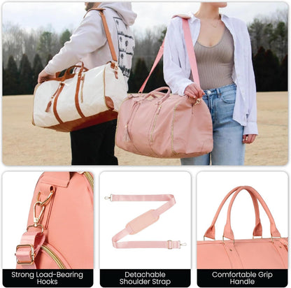 Travel Convertible Carry On Garment Bag 2.0 with Shoe Pouch & Detachable Shoulder Strap - Improved Zipper and reinforced straps - Rose
