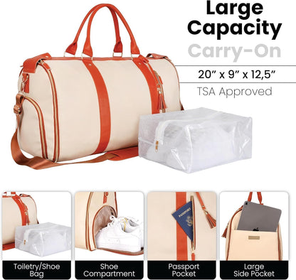 Travel Convertible Carry On Garment Bag 2.0 with Shoe Pouch & Detachable Shoulder Strap - Improved Zipper and reinforced straps - Rose