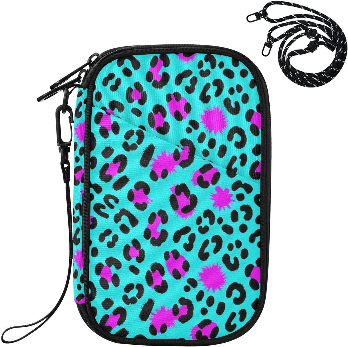 Travel Document Organizer 8.26×5.51×1.18 In | Water Resistant Oxford Multi Pockets Detachable Strap for Adults Outdoor Navy Teal