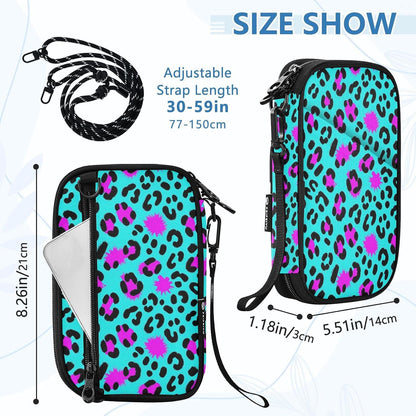 Travel Document Organizer 8.26×5.51×1.18 In | Water Resistant Oxford Multi Pockets Detachable Strap for Adults Outdoor Navy Teal