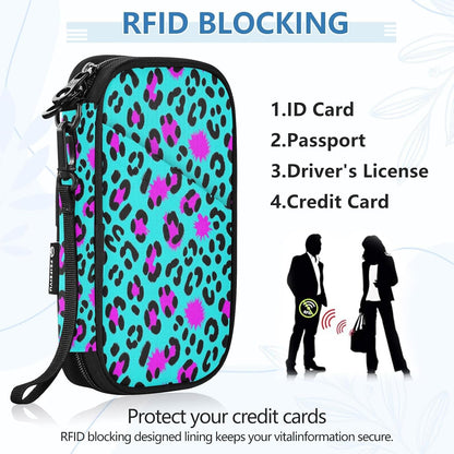 Travel Document Organizer 8.26×5.51×1.18 In | Water Resistant Oxford Multi Pockets Detachable Strap for Adults Outdoor Navy Teal