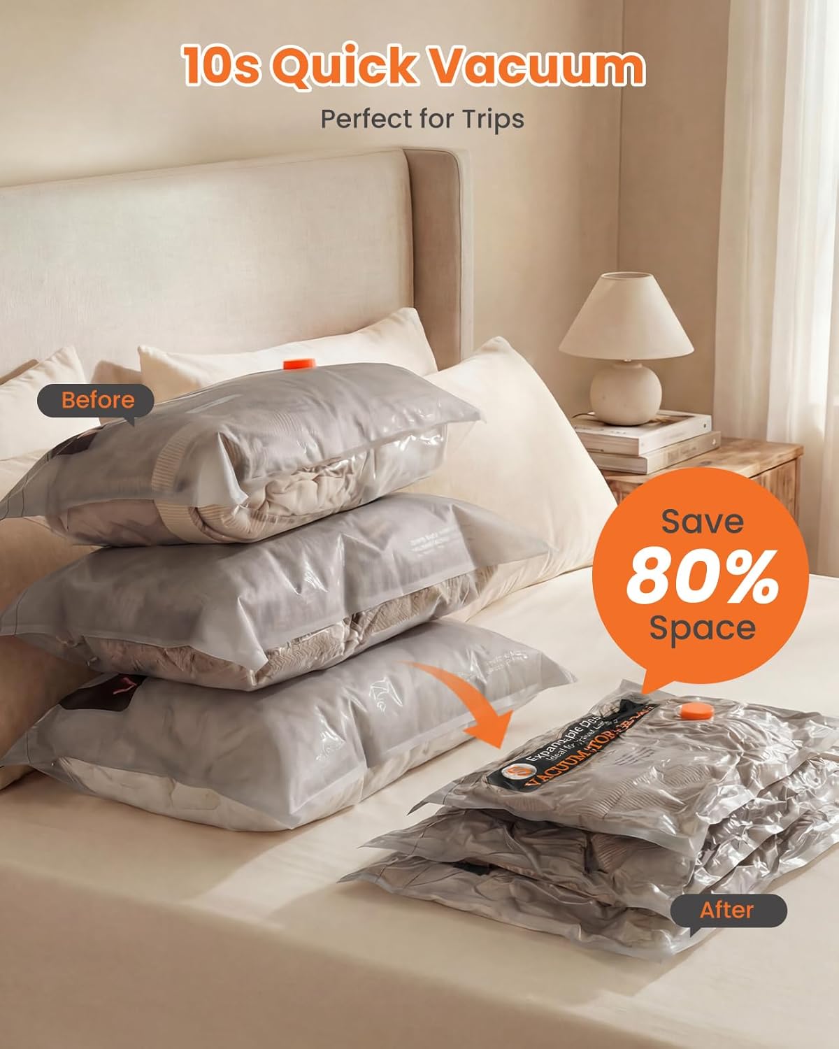 Vacuum Bags for Clothing Travel with Rechargeable Electric Pump, Compression Vacuuum Storage Bags for Luggage and Seasonal Storage, Space Saver Seal Bags for Cruise and Vacation