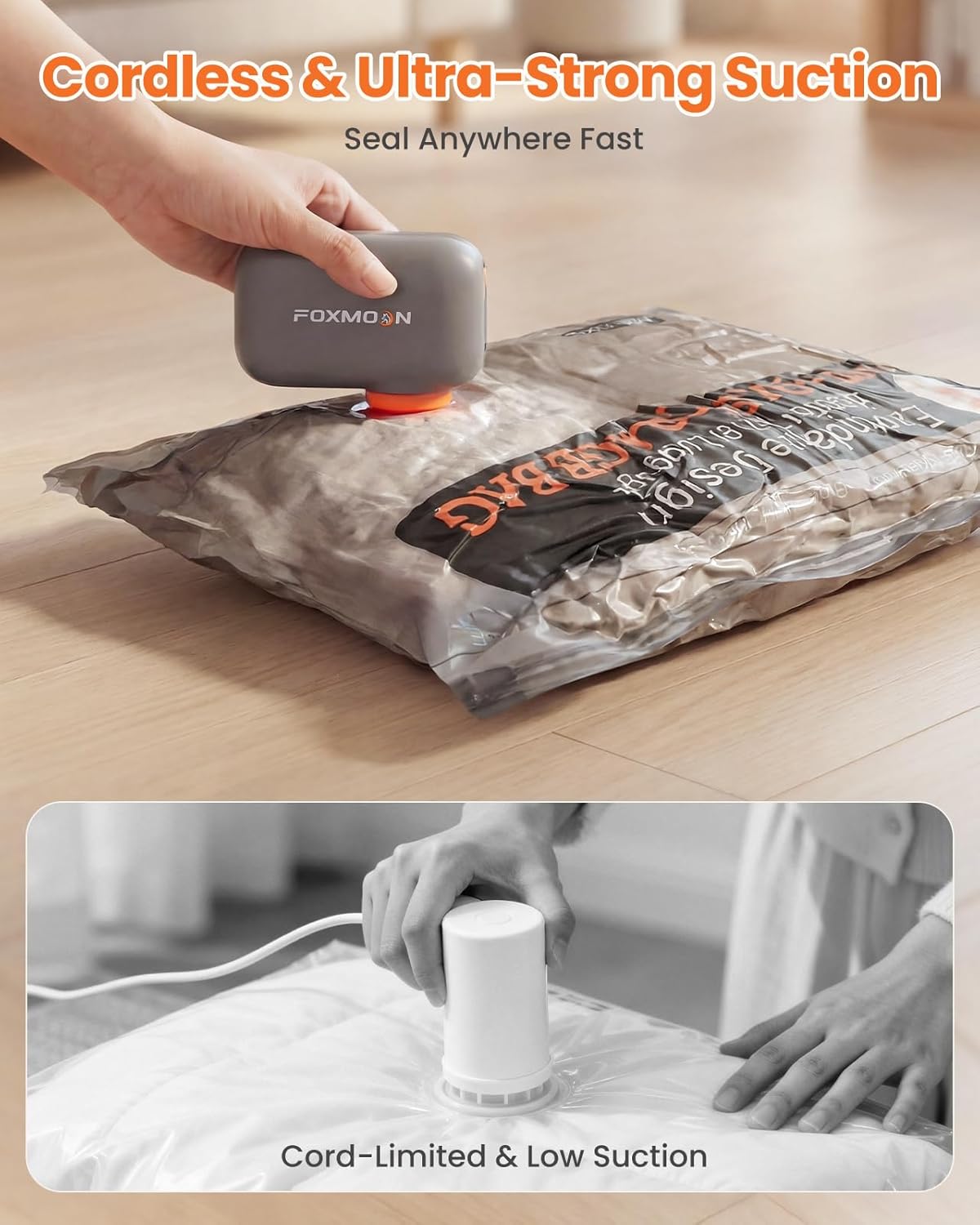 Vacuum Bags for Clothing Travel with Rechargeable Electric Pump, Compression Vacuuum Storage Bags for Luggage and Seasonal Storage, Space Saver Seal Bags for Cruise and Vacation